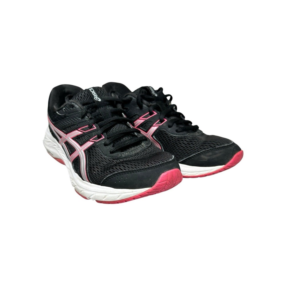 Asics Shoes Womens 6.5 Gel-Contend 6 Running Sneakers Black Mesh Logo 1012A570